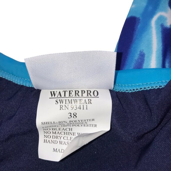 New NWT Women's Swimsuit WATERPRO Size 38 Lightning Blue Thin Strap One Piece - Picture 3 of 9